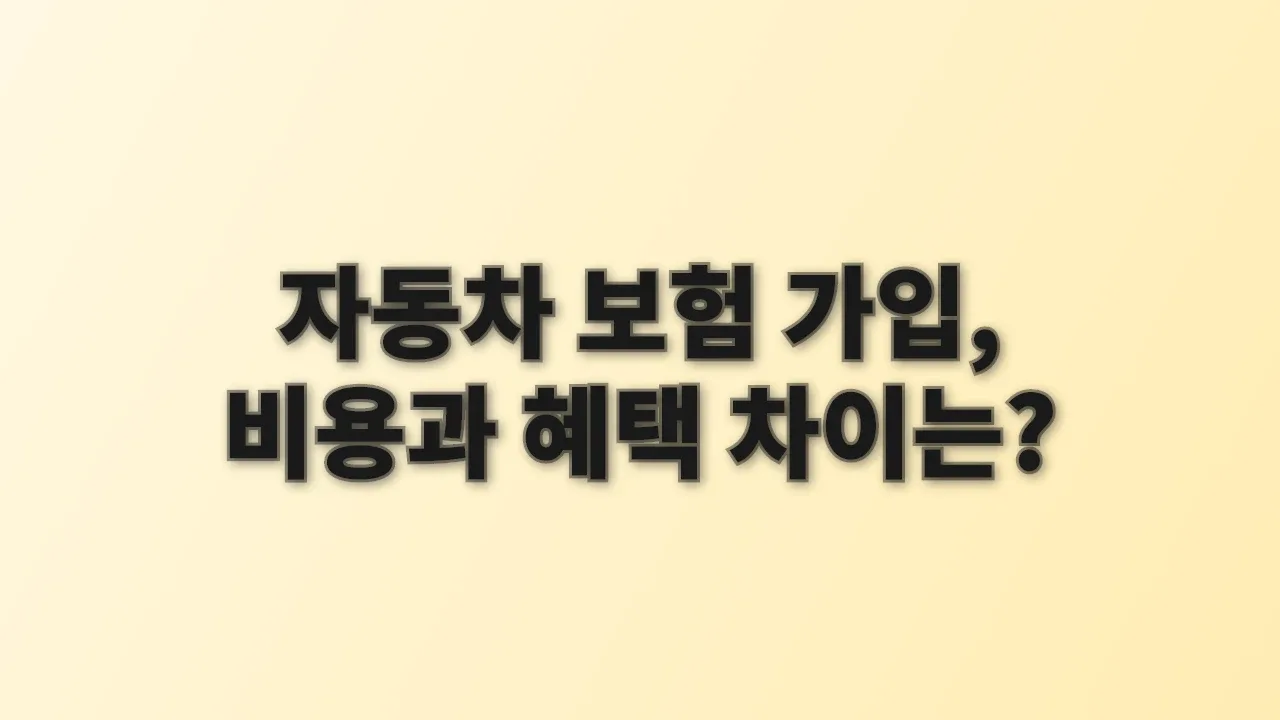 자동차 보험 가입, 비용과 혜택 차이는?